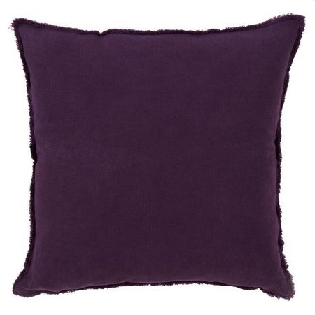 SARO LIFESTYLE SARO 13049.PU20S 20 in. Plissement Square Fringed Design Down Filled Linen Pillow - Purple 13049.PU20S